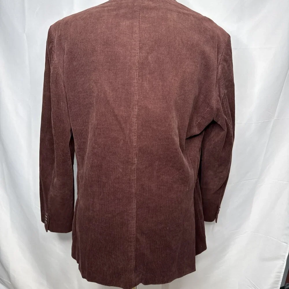Saks Fifth Avenue Corduroy Blazer Sport Coat Jacket Maroon Mens L Burgundy